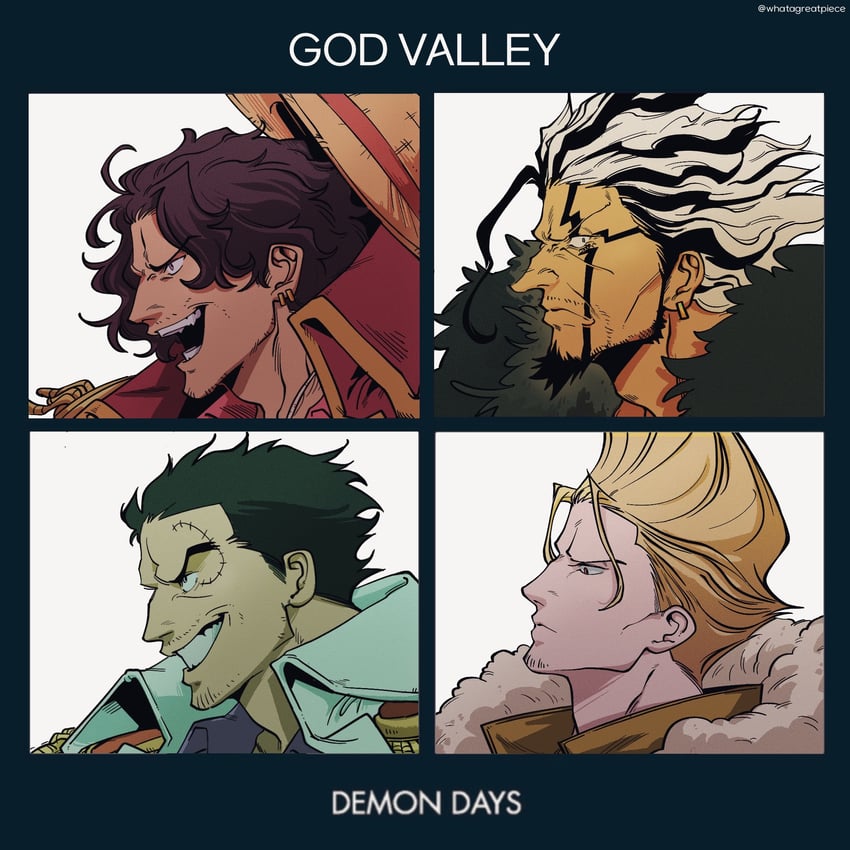 Demon Days (街头霸王)、街头霸王 (乐队)、海贼王 4个男孩 幼化 胡子 胡茬 黑发