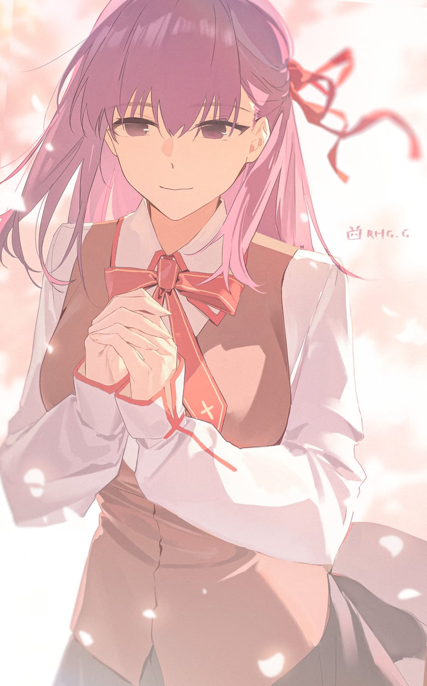 Fate/stay night、Fate系列、间桐樱 1名女孩 作者名 哔哩哔哩标志 黑色裙子 空洞的眼神