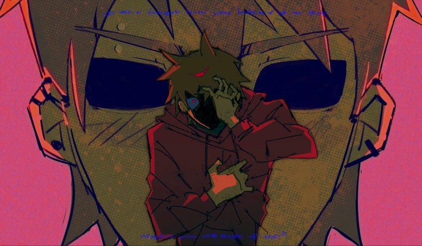 爱德的世界、glass animals、Tom (Eddsworld) 2个男孩 动画化 棕发 捂胸 遮住一只眼