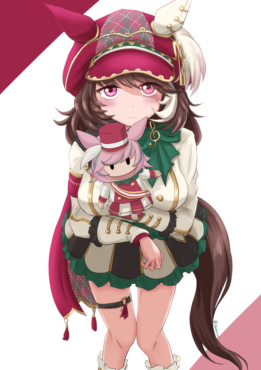 赛马娘、玛奇罗琳 (赛马) (赛马娘)、洛林进行曲 (赛马娘) 1名女孩 兽耳 脸红 蝴蝶结 乳房