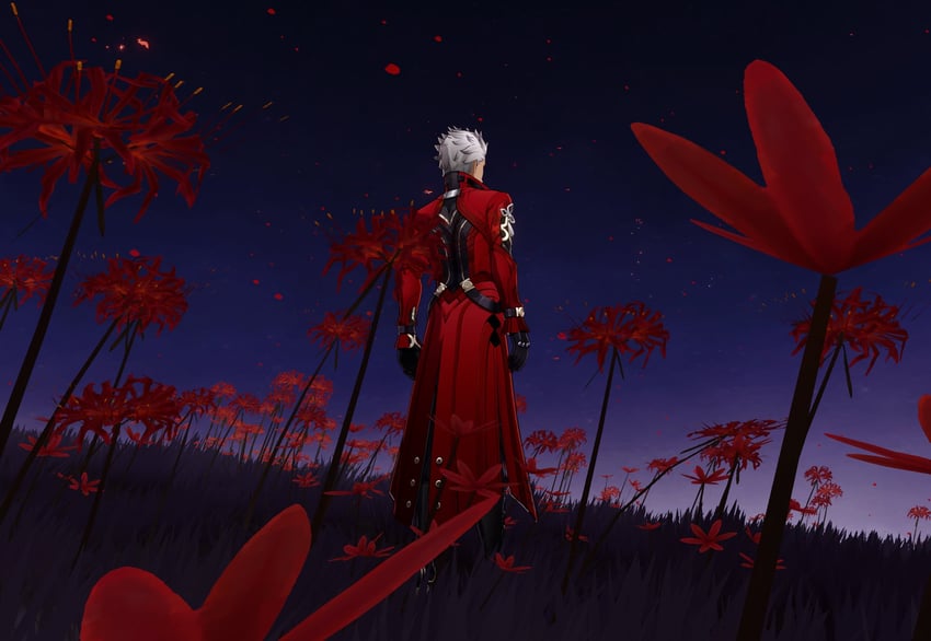 Fate/stay night、命运之夜 无限剑制、Fate系列 1名男孩 黑色手套 外套 黑肉 花