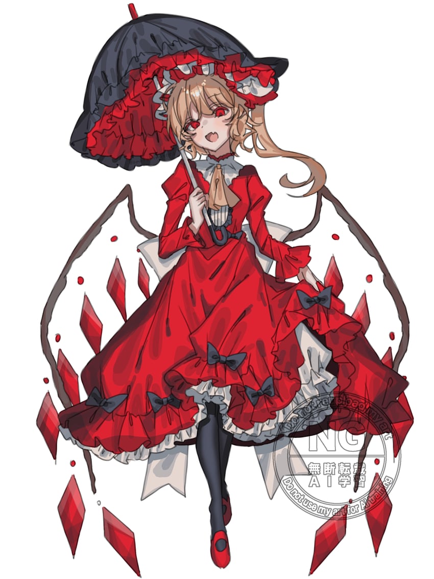 东方Project、芙兰朵露·斯卡蕾特 1名女孩 替换服装 阿斯科特领巾 后背蝴蝶结 黑色蝴蝶结