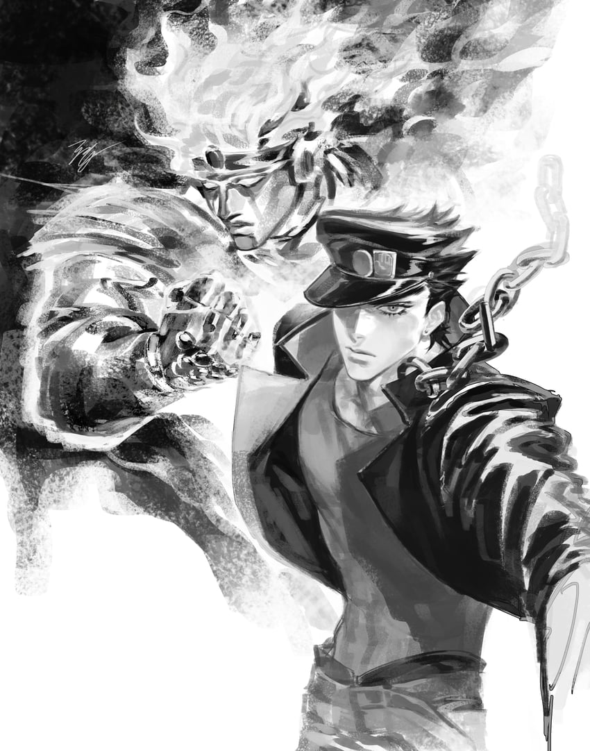 JOJO的奇妙冒险、星尘斗士、空条承太郎 1名男孩 锁链 学兰制服 帽子 长外套