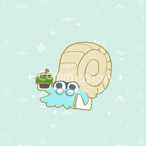 宝可梦、菊石兽 动物焦点 水色背景 黑瞳 Q版 杯子