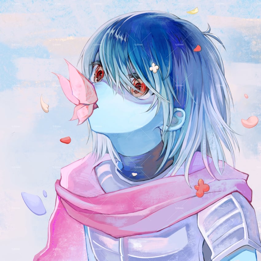 三角符文、Undertale/Deltarune、Kris (黑暗世界) (Deltarune) 1个其他角色 中性 铠甲 黑色连体衣 蓝发