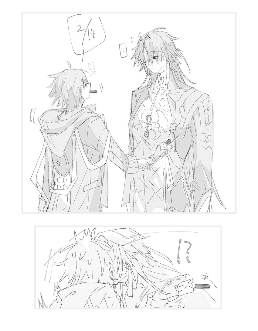 崩坏：星穹铁道、崩坏系列、刃(崩坏：星穹铁道) !? ... 2个男孩 两格漫画 缠在衣服外的绷带