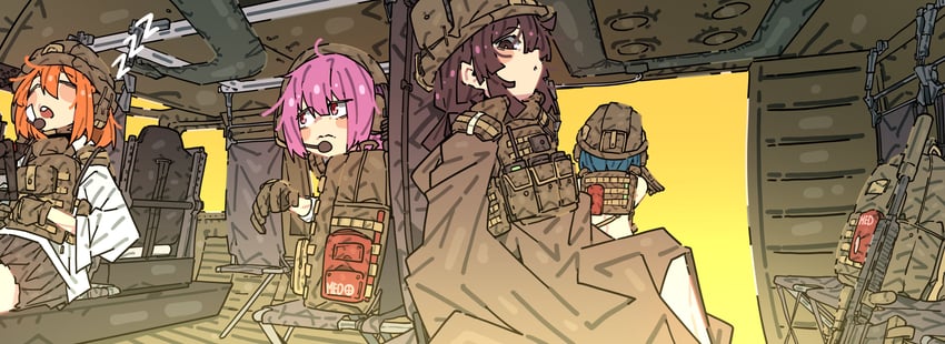 原创 4个女孩 弹药袋 突击步枪 蓝发 棕发