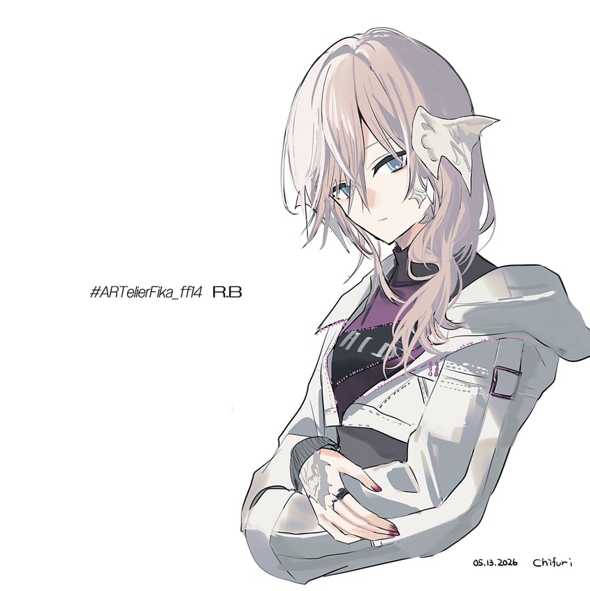 最终幻想、最终幻想14 1名女孩 敖龙族 (FF14) 蓝眼 棕发 闭嘴