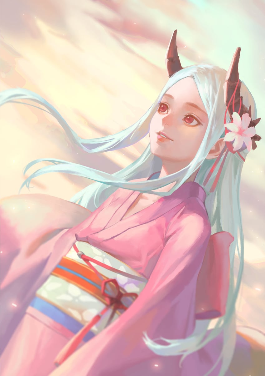 原创 1名女孩 荷式仰角 花 发花 发饰