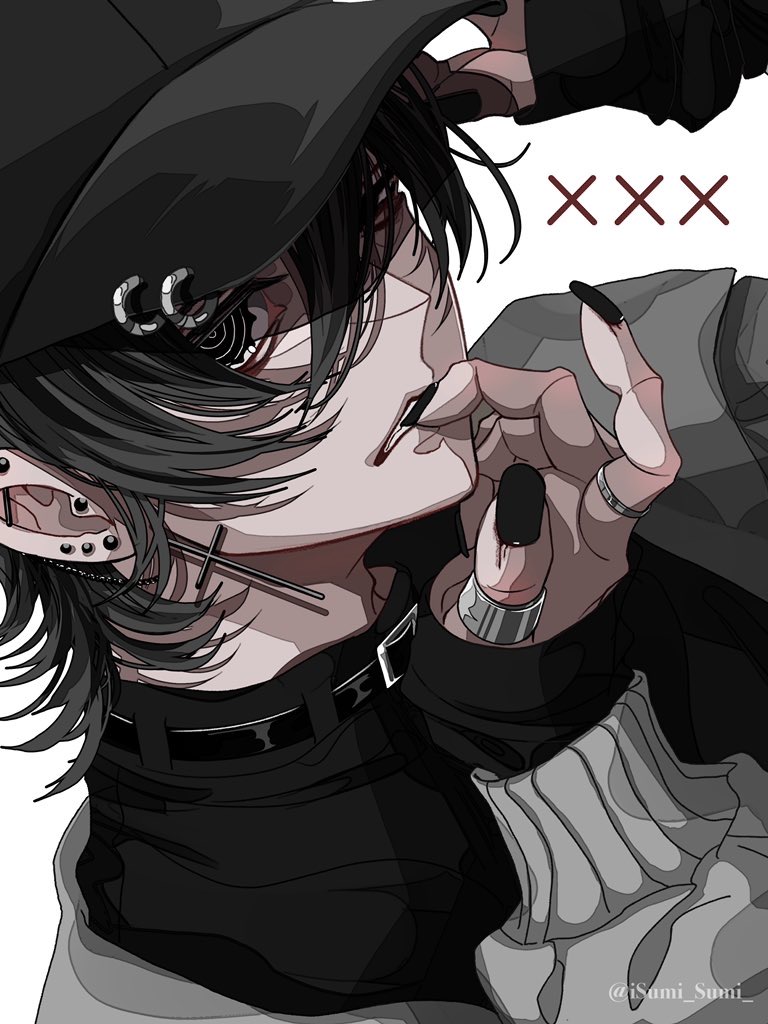 原创 1名男孩 整理衣服 整理头饰 杠铃穿刺 棒球帽