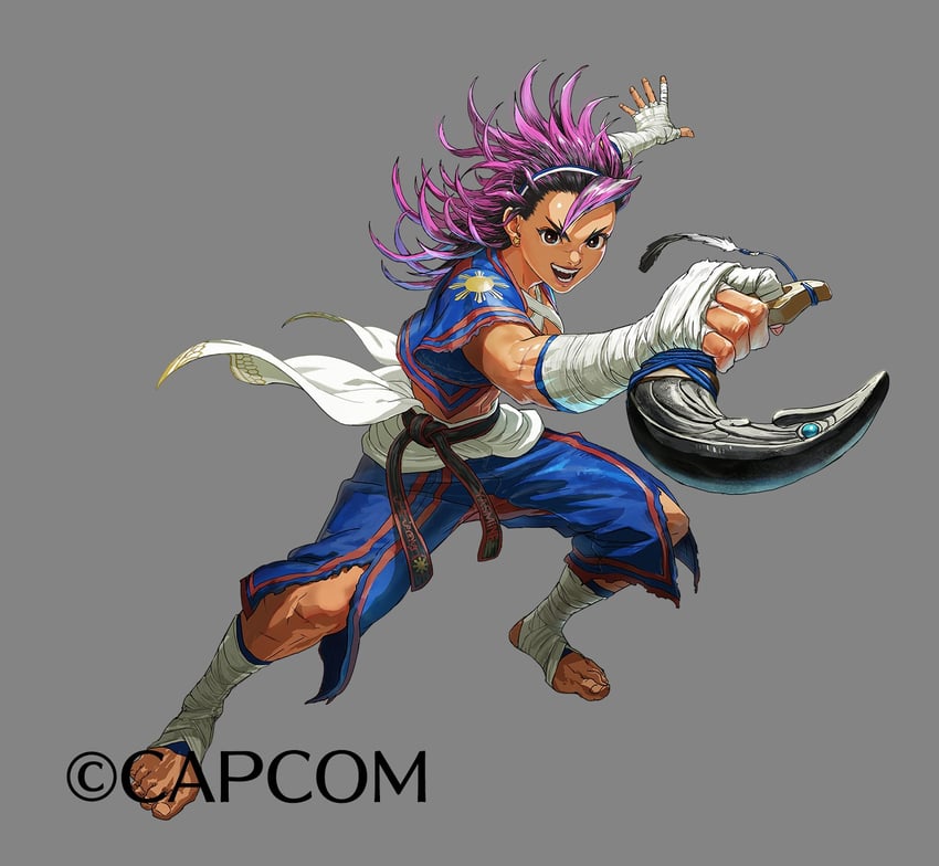 街头霸王、街头霸王6、yasmine (street fighter) 1名女孩 缠绷带的脚 缠绷带的手 绷带 黑发