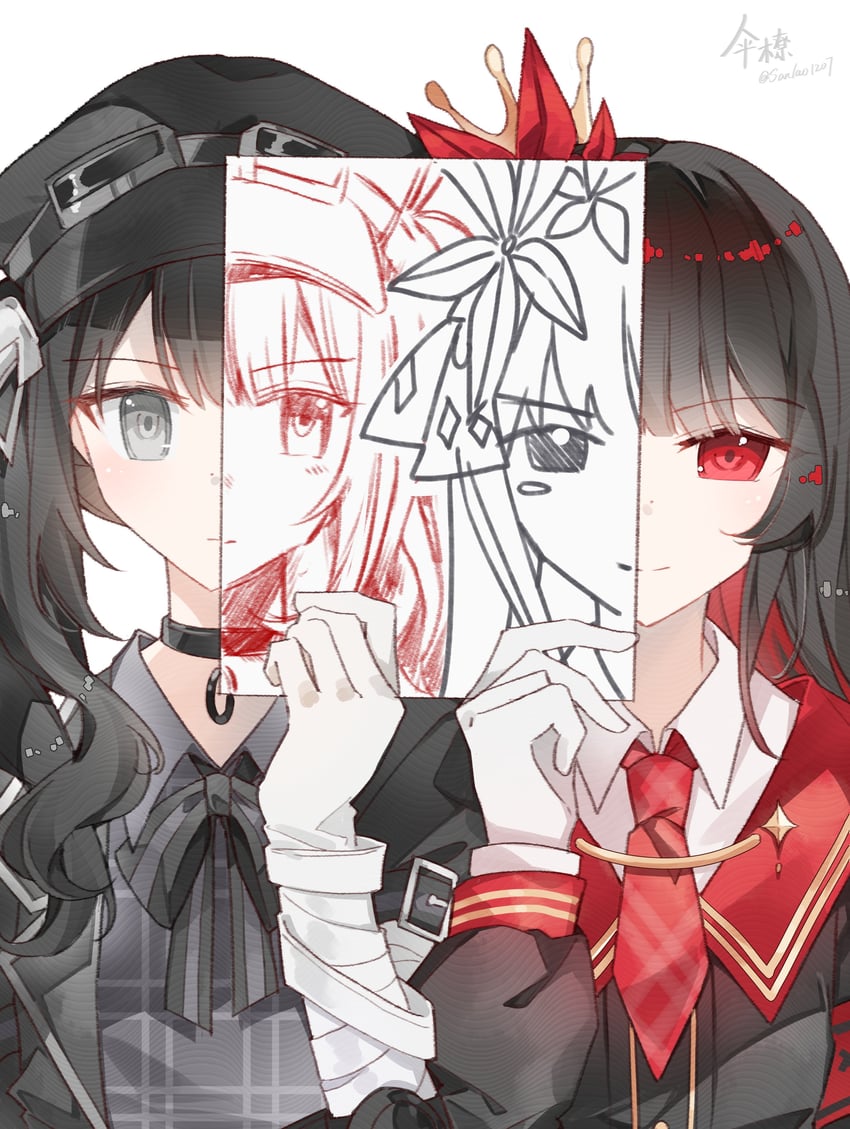 魔法少女的小镇审判、黑部奈乃花、二阶堂博 2名女孩 手臂带 臂章 作者名 包扎的手臂