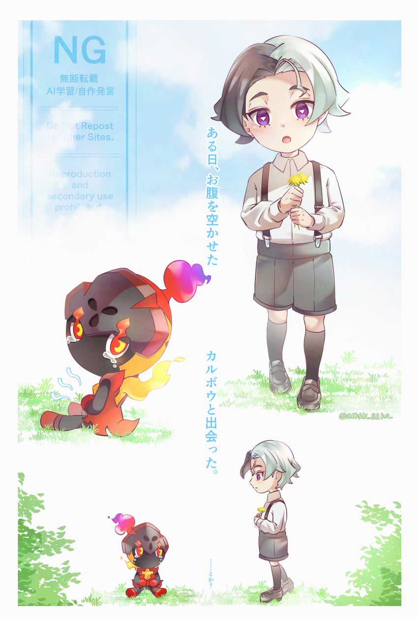 宝可梦、精灵宝可梦 (动画)、宝可梦：地平线 1名男孩 惊讶 幼化 边框 亮瞳