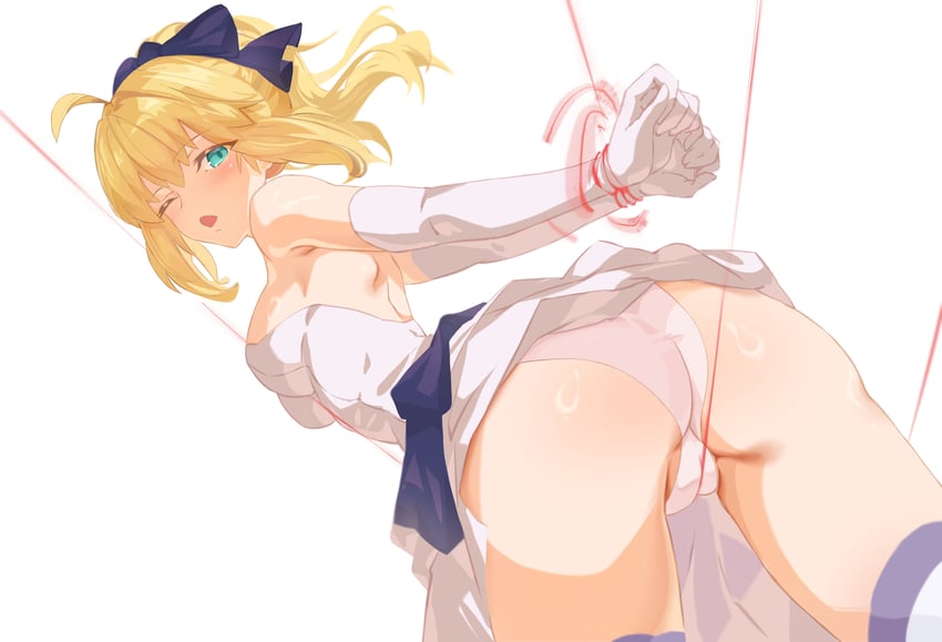 Fate/stay night、命运之夜 无限剑制、Fate系列 1名女孩 呆毛 屁股 露背 BDSM