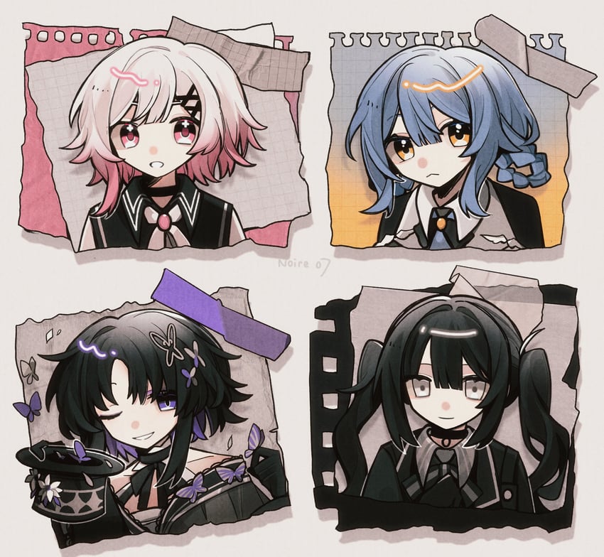 魔法少女的小镇审判、宝钟玛歌、黑部奈乃花 4个女孩 作者名 露肩 黑色蝴蝶结 黑色蝶形领结