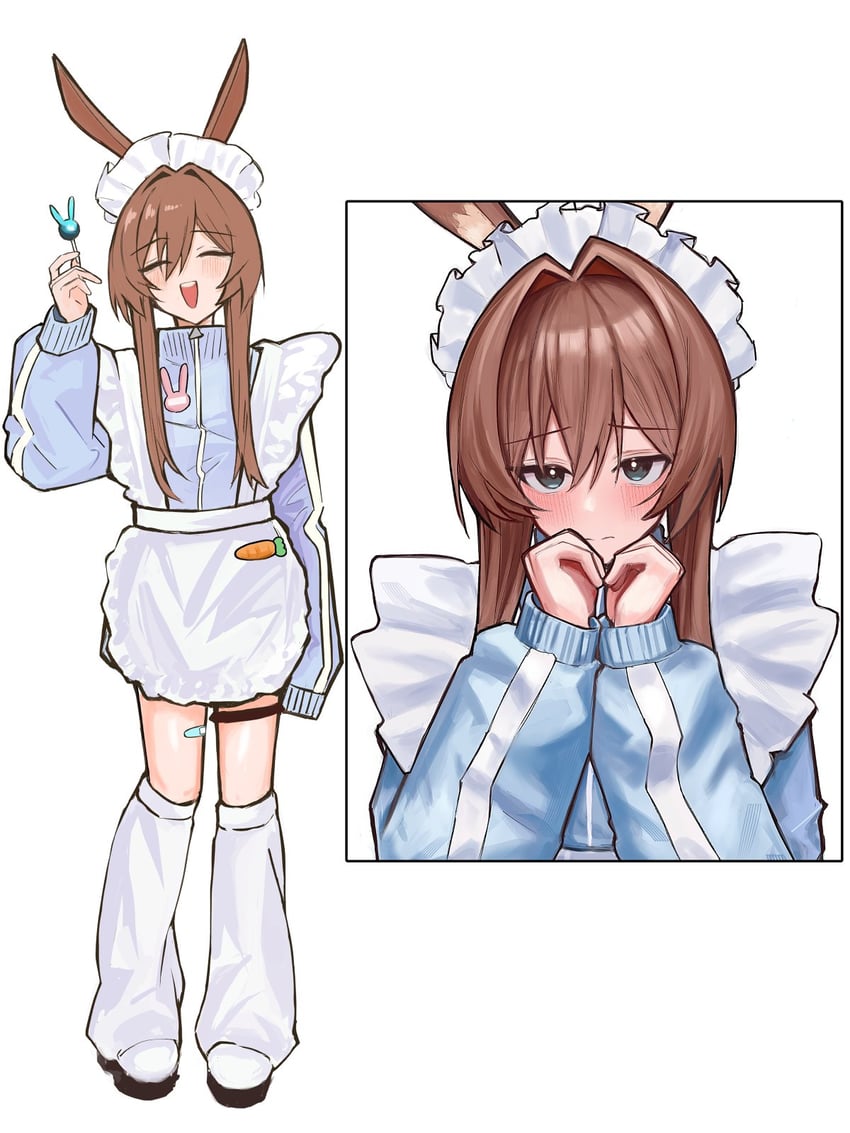 明日方舟、阿米娅 (明日方舟) 1名女孩 替换服装 兽耳 围裙 创可贴