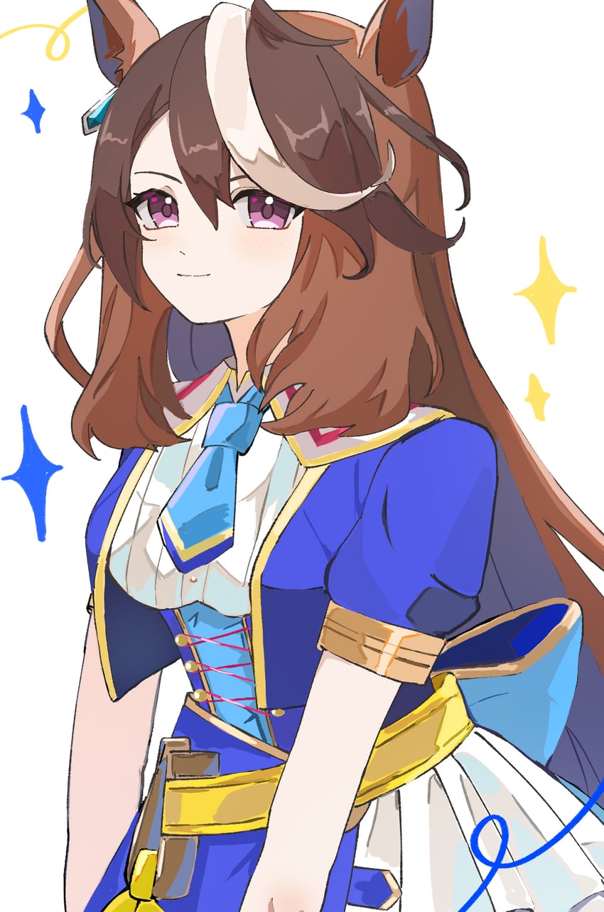 赛马娘、鲁道夫象征 (赛马娘) 1名女孩 兽耳 蓝色紧身胸衣 蓝色夹克 蓝色领带