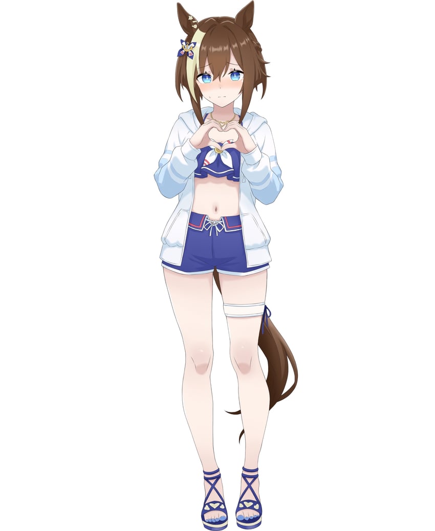 赛马娘、皇冠驹(夏日宁静海蓝)(赛马娘)、骏天宫 (赛马娘) 1名女孩 兽耳 比基尼 蓝色比基尼 蓝眼