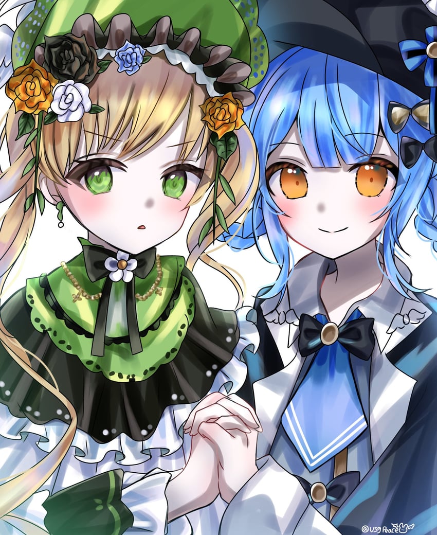 魔法少女的小镇审判、立花雪莉、外能范奈 作者名 帽子上的鸟饰 黑色蝴蝶结 黑色蝶形领结 黑色小披肩