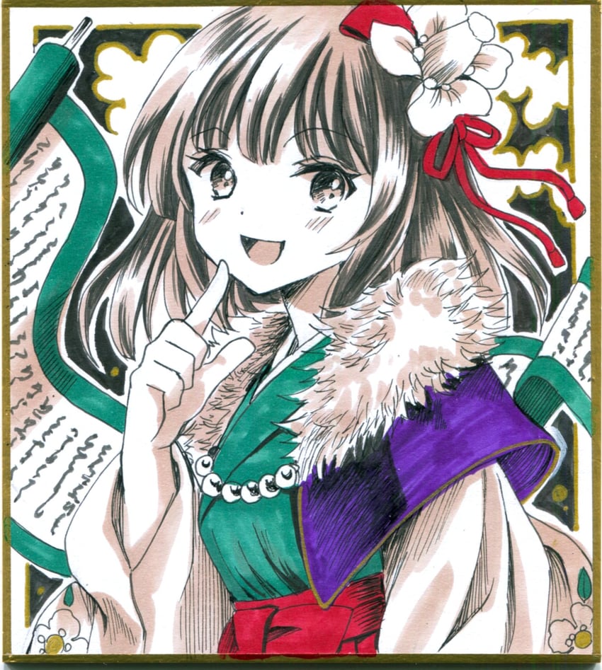东方Project、稗田阿求 1名女孩 :D 花卉印花 碎花和服 花
