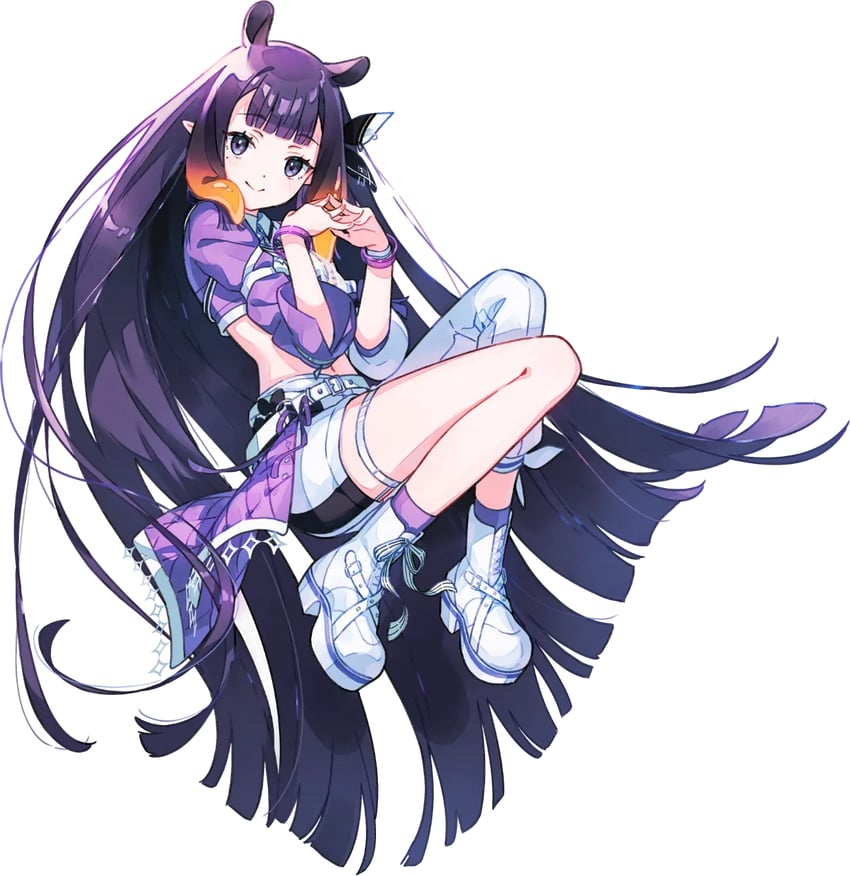 Hololive、Hololive英语、一伊那尔栖 1名女孩 不对称服装 不对称袖子 腰带 齐刘海