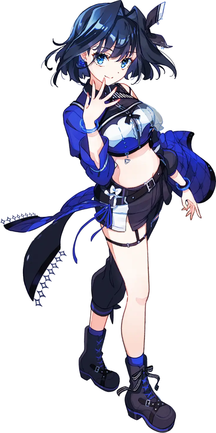 Hololive、Hololive英语、议会 (Kronii) 1名女孩 不对称服装 不对称袖子 腰带 黑色皮带