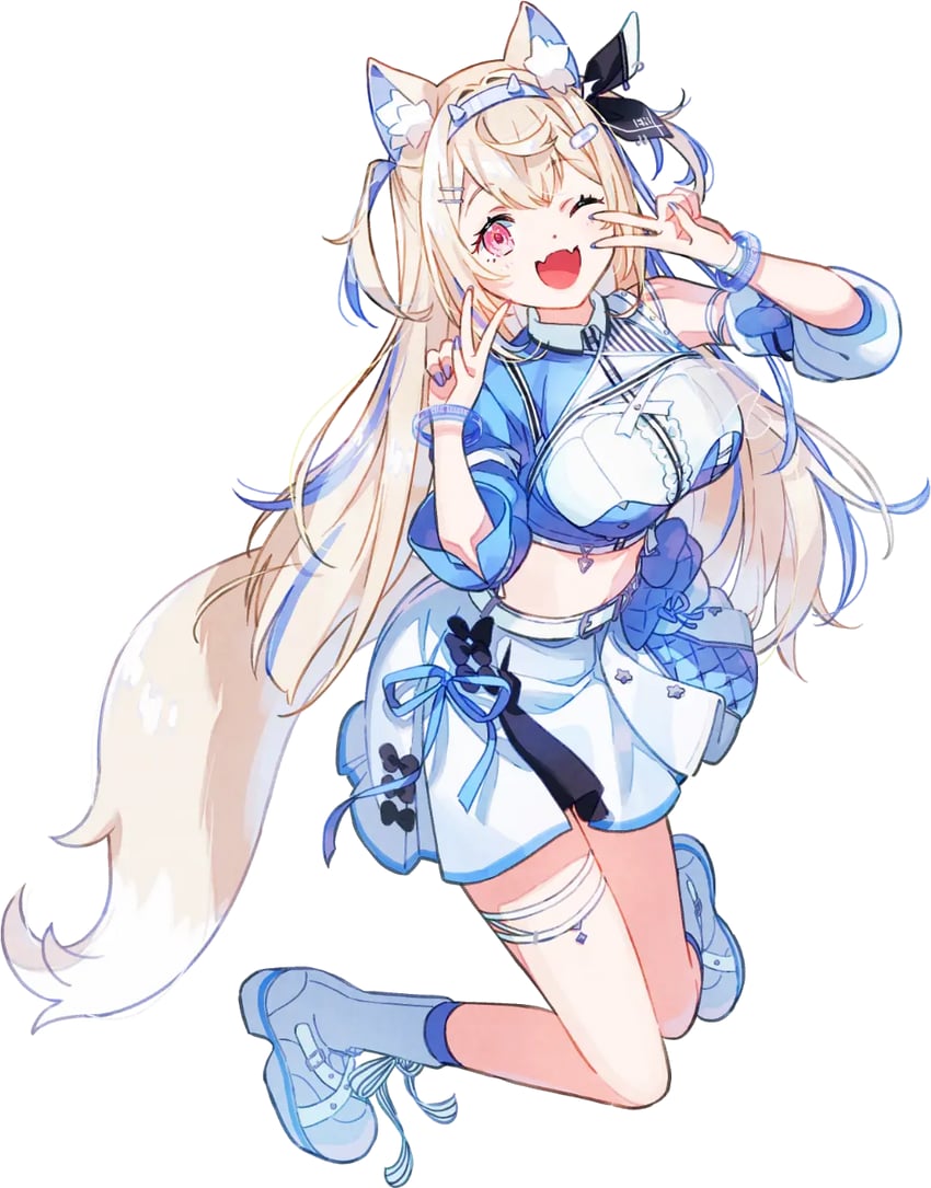 Hololive、Hololive英语、芙华瓦·阿比斯嘉德 1名女孩 :D 微笑 兽耳 不对称袖子