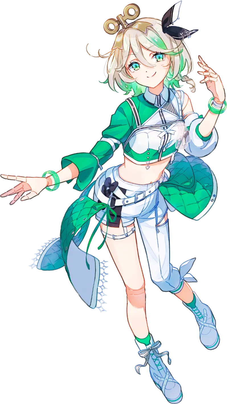 Hololive、Hololive英语、赛西莉亚·伊梅格林 1名女孩 不对称服装 不对称袖子 腰带 靴子
