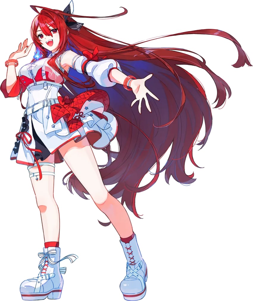 Hololive、Hololive英语、伊丽莎白·罗斯·血焰 1名女孩 :D 呆毛 不对称袖子 腰带