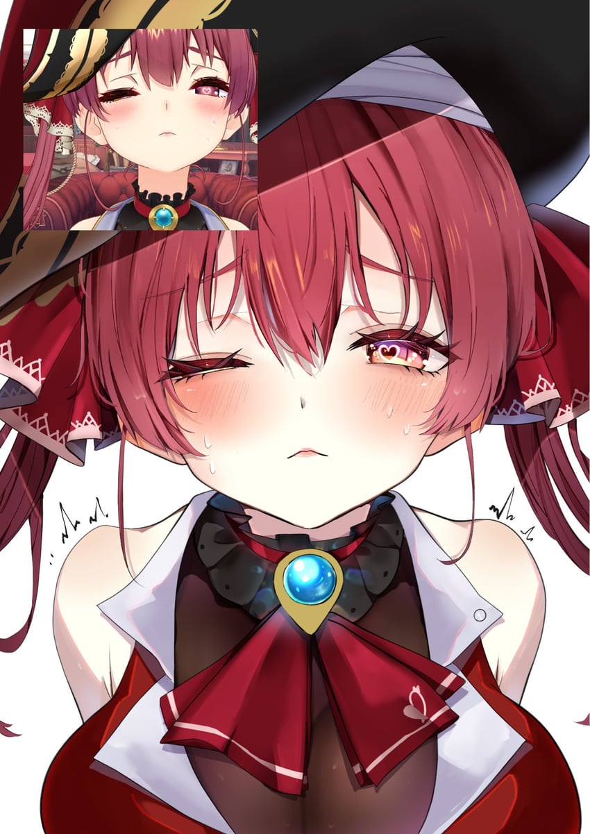Hololive、宝钟玛琳、宝钟玛琳 (第一套服装) 1名女孩 :< 阿斯科特领巾 露肩 脸红