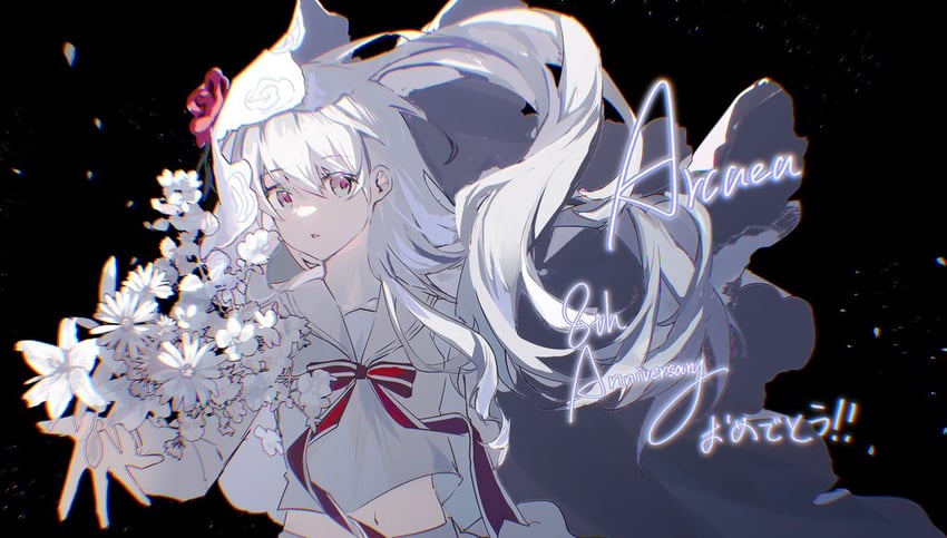 韵律源点 Arcaea、光 (Arcaea)、光 (零) (Arcaea) 1名女孩 黑色背景 婚纱面纱 花 长发