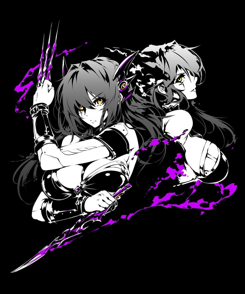 原创 2名女孩 举手 背靠背 黑色背景 乳房