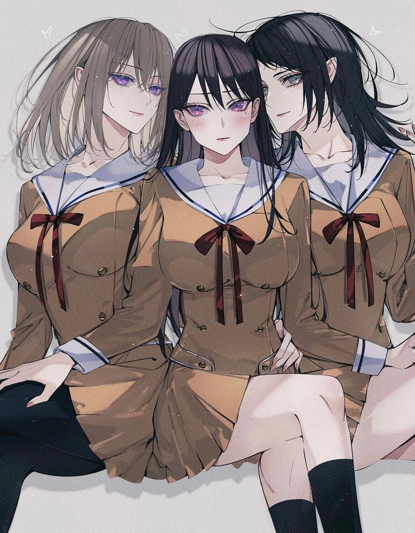 BanG Dream!、Bang Dream! It's MyGO!!!!!、三角初华 3人女子 黑发 黑色连裤袜 黑袜 金发