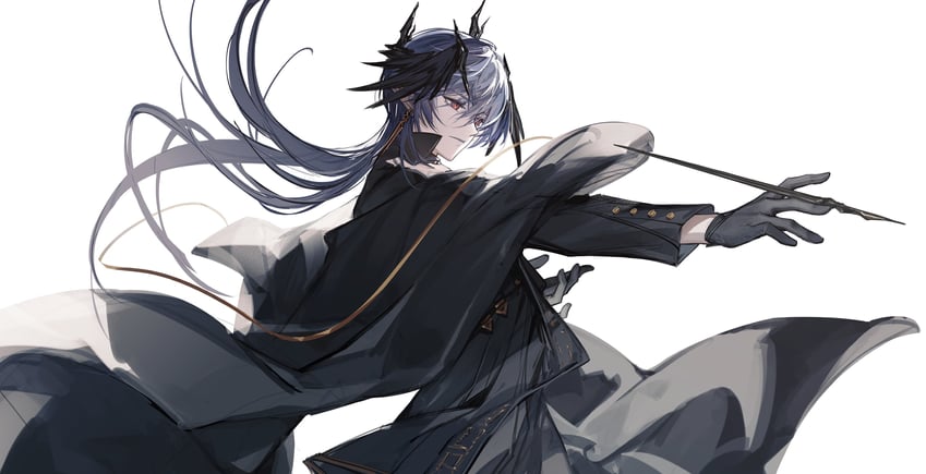 明日方舟、罗格斯 (明日方舟)、Logos (明日方舟) 1名男孩 黑色披肩 黑色手套 黑色夹克 斗篷