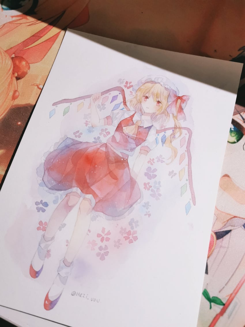 东方Project、芙兰朵露·斯卡蕾特 1名女孩 阿斯科特领巾 金发 蝴蝶结 有领衬衫
