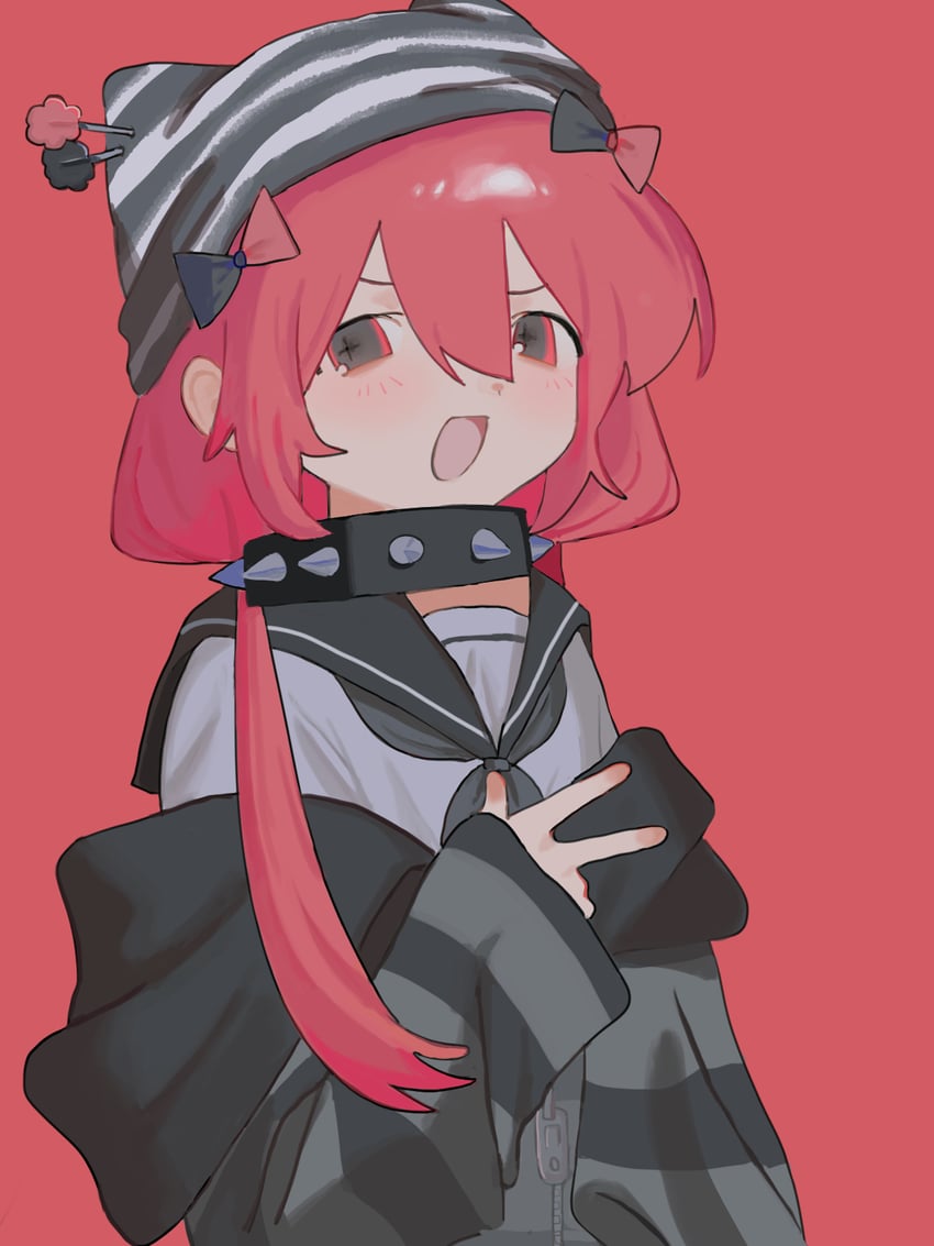 原创 1名女孩 动物帽子 蝴蝶结 猫耳帽 项圈