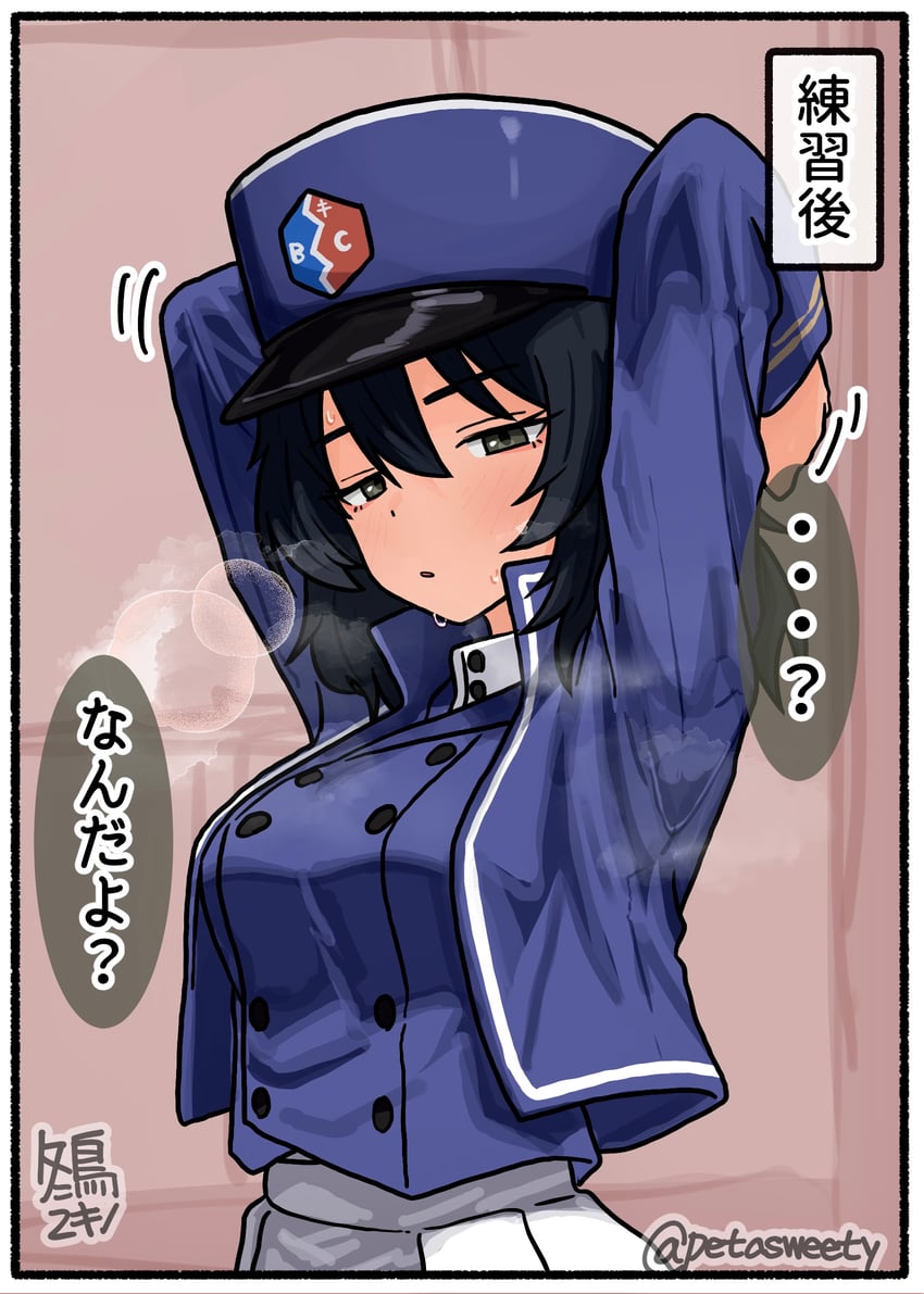 少女与战车、安藤 (少女与战车) 1名女孩 惊讶 双手抱头 作者名 黑发