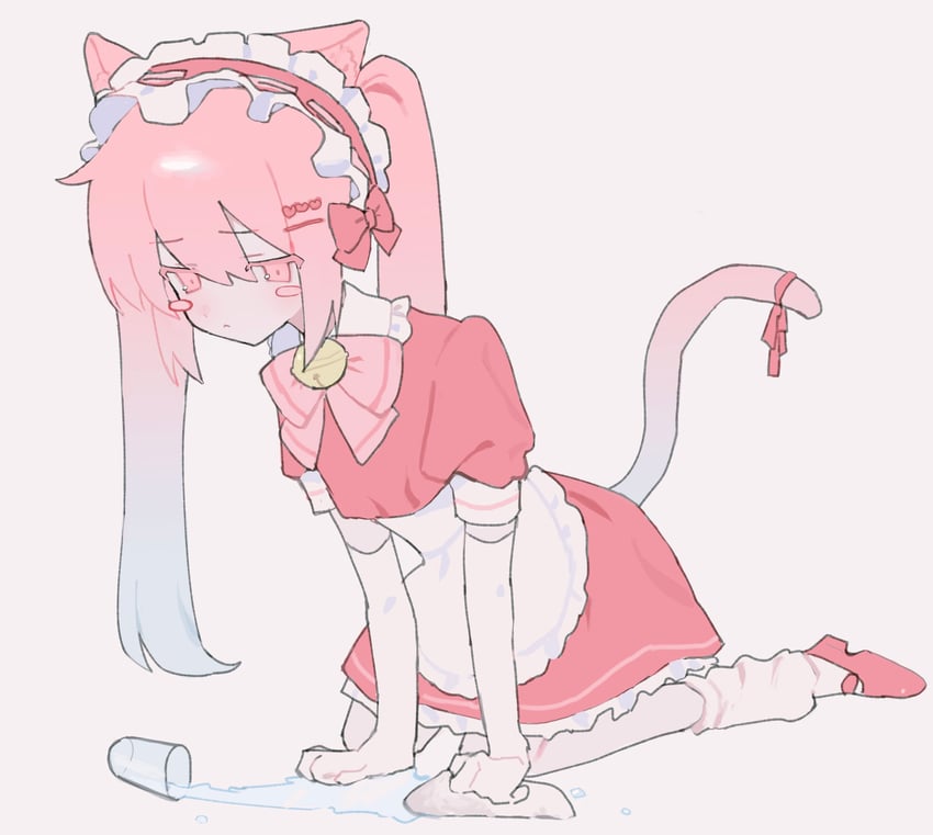 原创 1名女孩 四肢着地 兽耳 腮红贴纸 猫耳