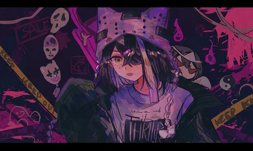 Fate/Grand Order、Fate系列、徐福（Fate） 1名女孩 黑发 黑色夹克 棕眼睛 警戒线