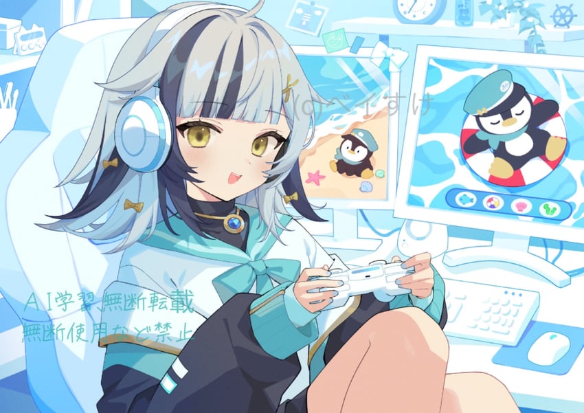 个人势虚拟主播、kirasena (vtuber) 1名女孩 鸟 黑发 黑色夹克 黑衬衫