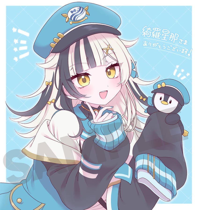 个人势虚拟主播、kirasena (vtuber) 1名女孩 鸟 黑发 黑色夹克 黑衬衫