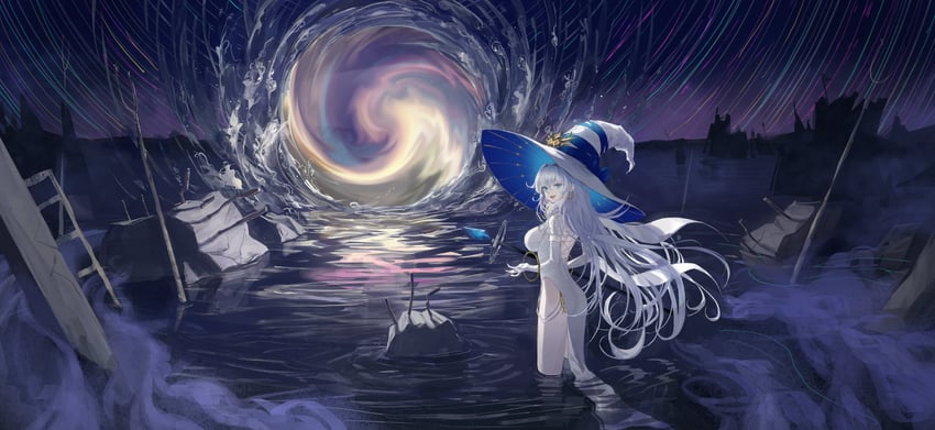 原创、普莉亚娜 1名女孩 蓝色宝石 乳房 漂浮 悬浮物
