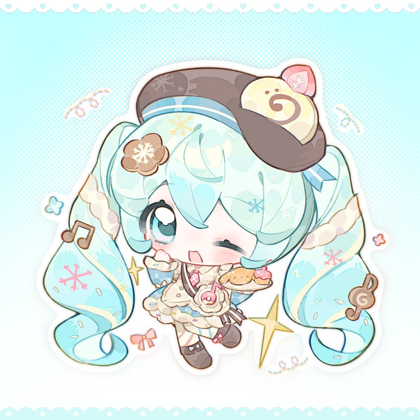 VOCALOID、初音未来、雪初音 1名女孩 :D 微笑 围裙 贝雷帽