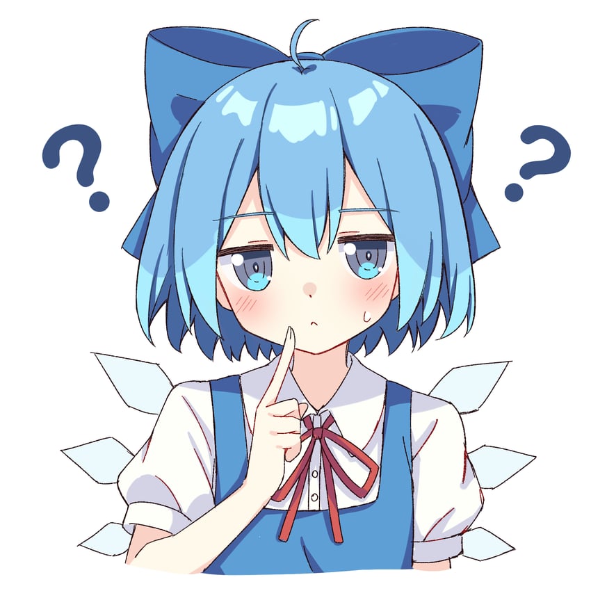 东方Project、琪露诺 1名女孩 :< 问号 ？？ 蓝色蝴蝶结