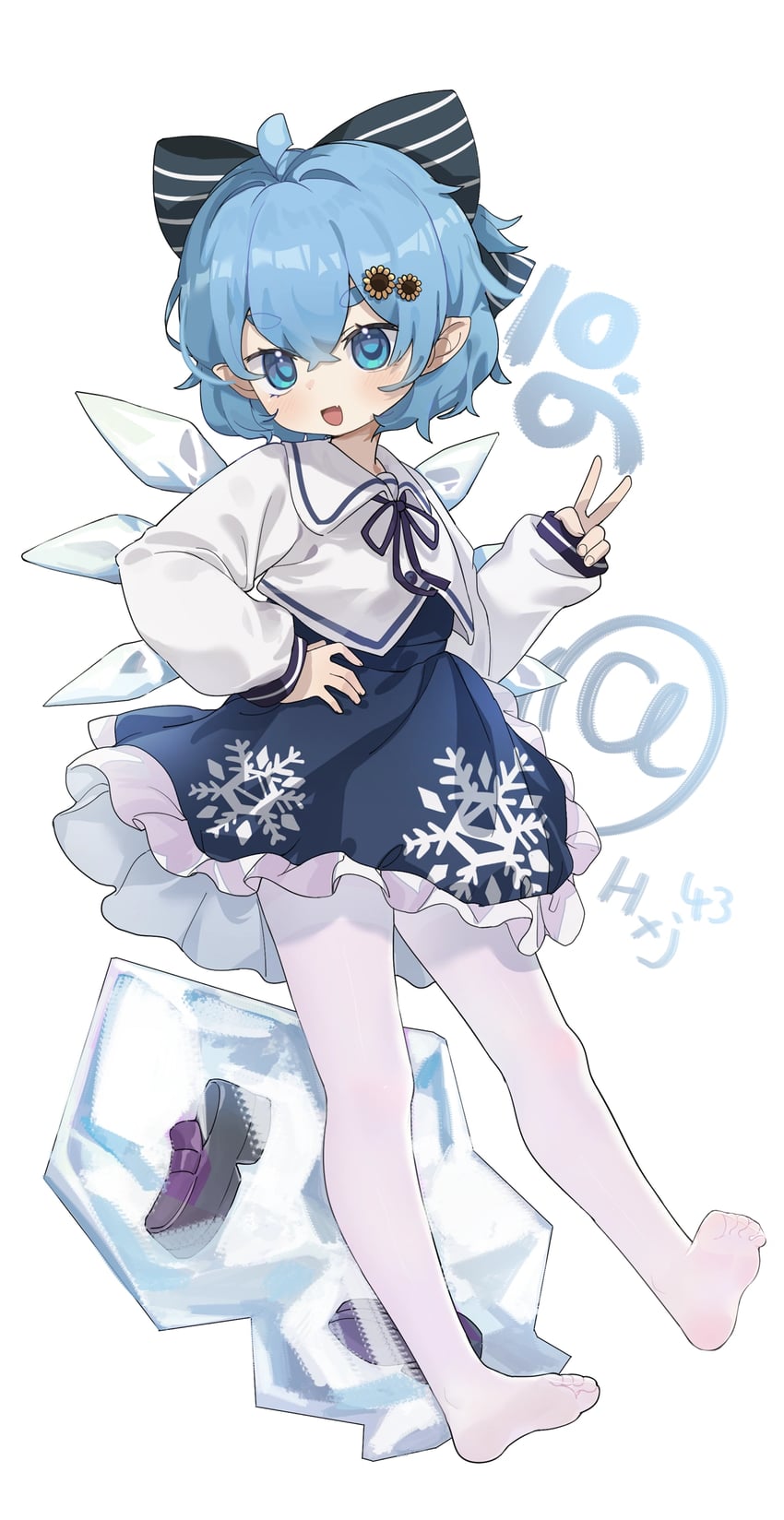 东方Project、琪露诺、琪露诺 (死鱼目服装设计) 1名女孩 :D 改装服装 呆毛 蓝眼