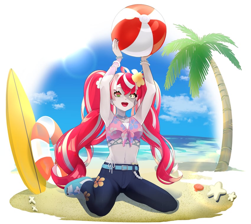 Hololive、Hololive Indonesia、库雷吉·奥莉 1名女孩 球 海滩 沙滩球 腰带
