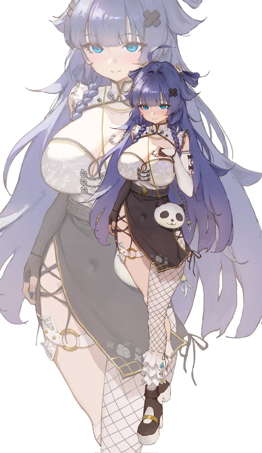 个人势虚拟主播、矢矢麦 (VTuber) 1名女孩 不对称手套 黑色手套 黑色裙子 蓝眼
