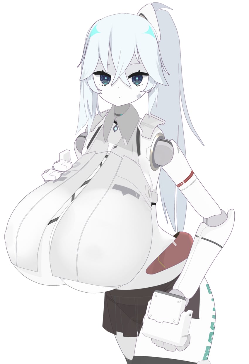 原创 黑瞳 乳房 腿部截断 灰色背景 灰发