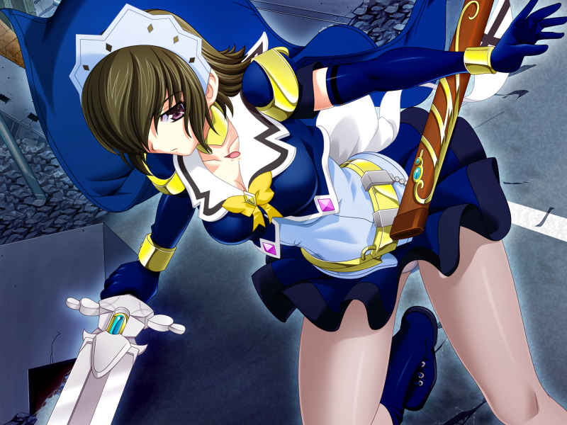 魔法战士 (系列)、魔法战士公主之泪、mahou senshi symphonic knights 1名女孩 2000年代风格 靴子 乳房 棕发