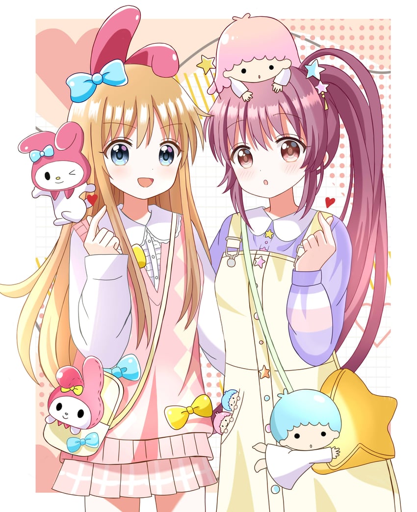 摇曳百合、杉浦绫乃、岁纳京子 2名女孩 :D 惊讶 兽耳 包
